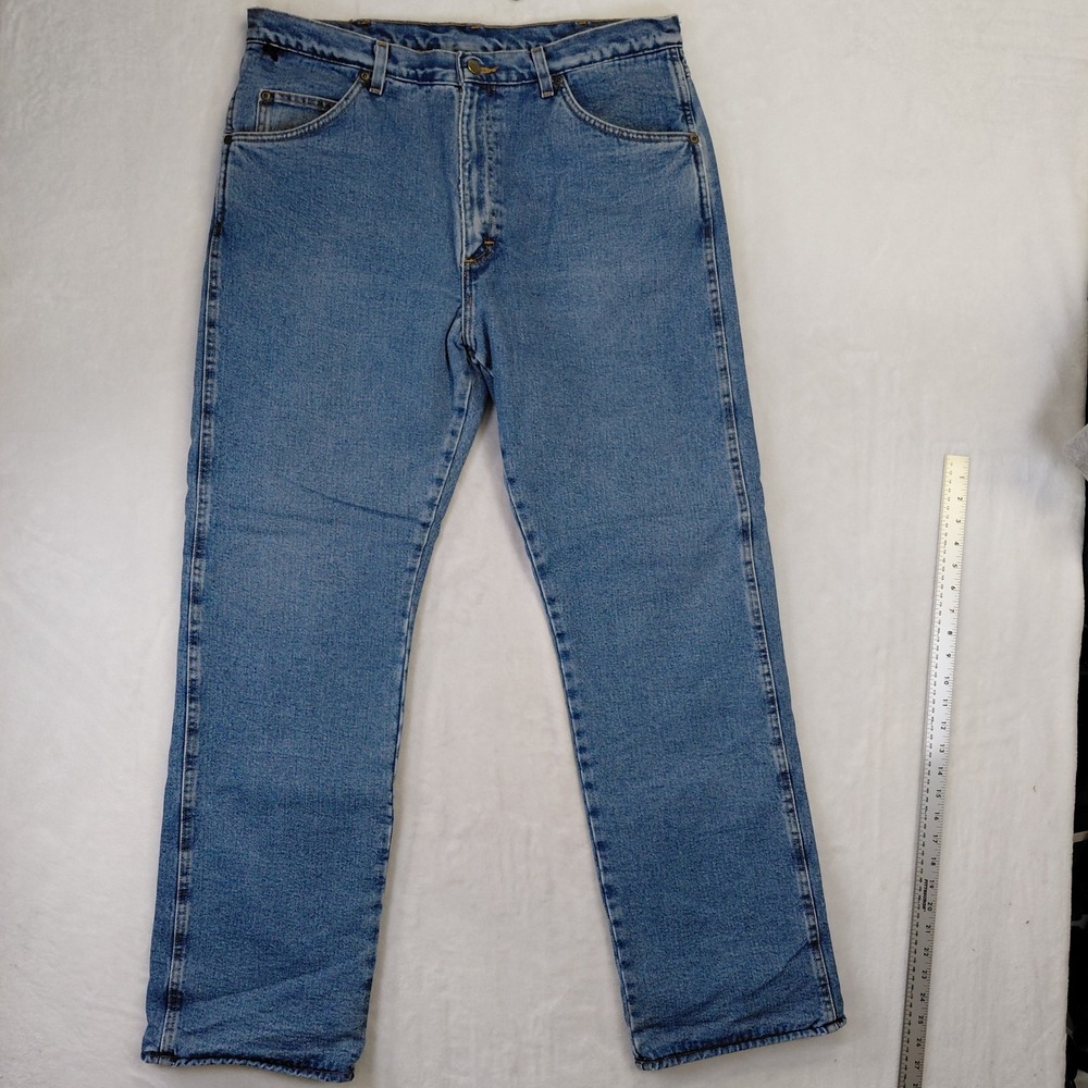Wrangler Rugged Wear Mens Fleece Lined Jeans Medium Wash 36x32 35002FJ Green